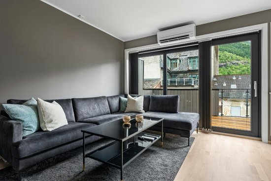 Clean Daikin wall unit installed in a garden room